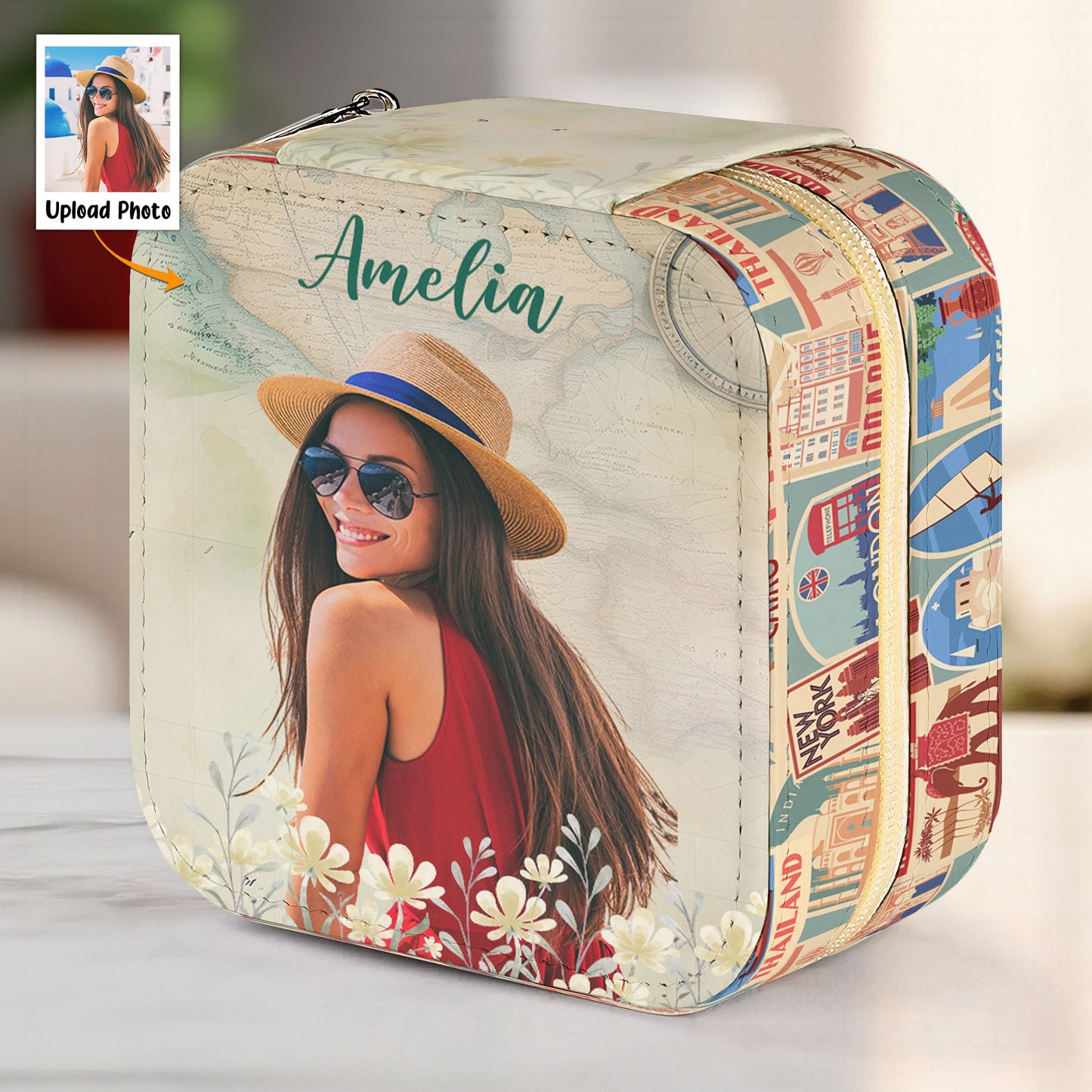 Jewelry Organizer For Traveler - Personalized Photo Jewelry Box