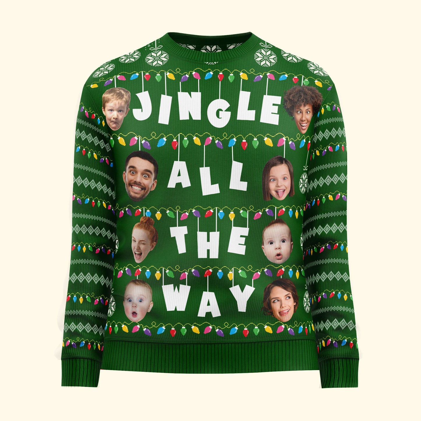 Jingle All The Way Custom Face Family, Friends, Boss - Personalized Photo Ugly Sweater