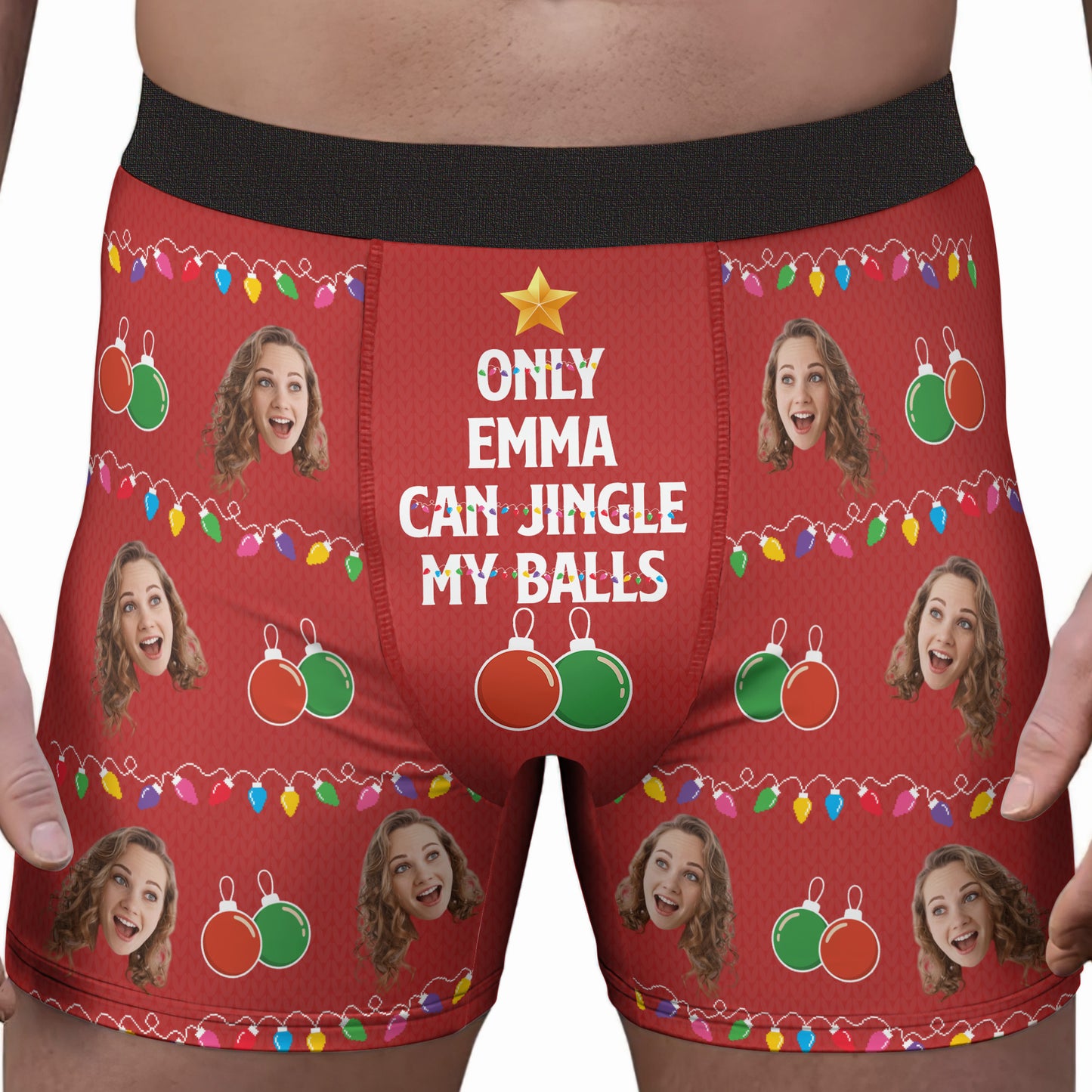 Jingle My Balls Funny Gift For Husband - Personalized Photo Men's Boxer Briefs