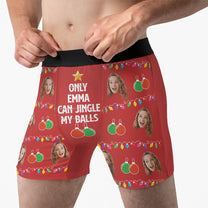 Jingle My Balls Funny Gift For Husband - Personalized Photo Men's Boxer Briefs