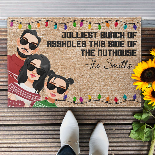 Jolliest Bunch Of Assholes - Personalized Doormat