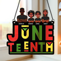 Juneteenth Pride Black Family - Personalized Window Hanging Suncatcher Ornament