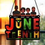 Juneteenth Pride Black Family - Personalized Window Hanging Suncatcher Ornament