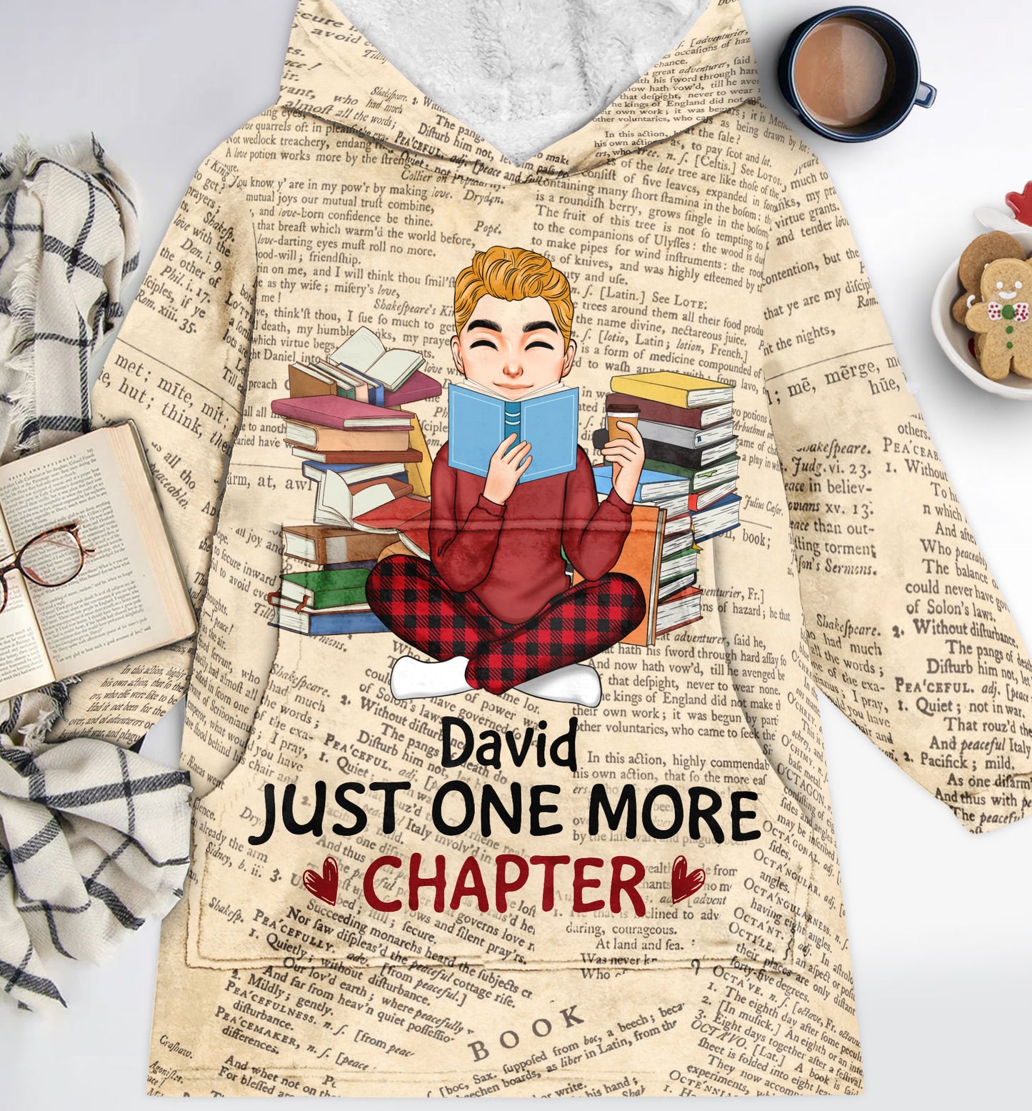 Just A Boy Who Loves Books - Personalized Oversized Blanket Hoodie