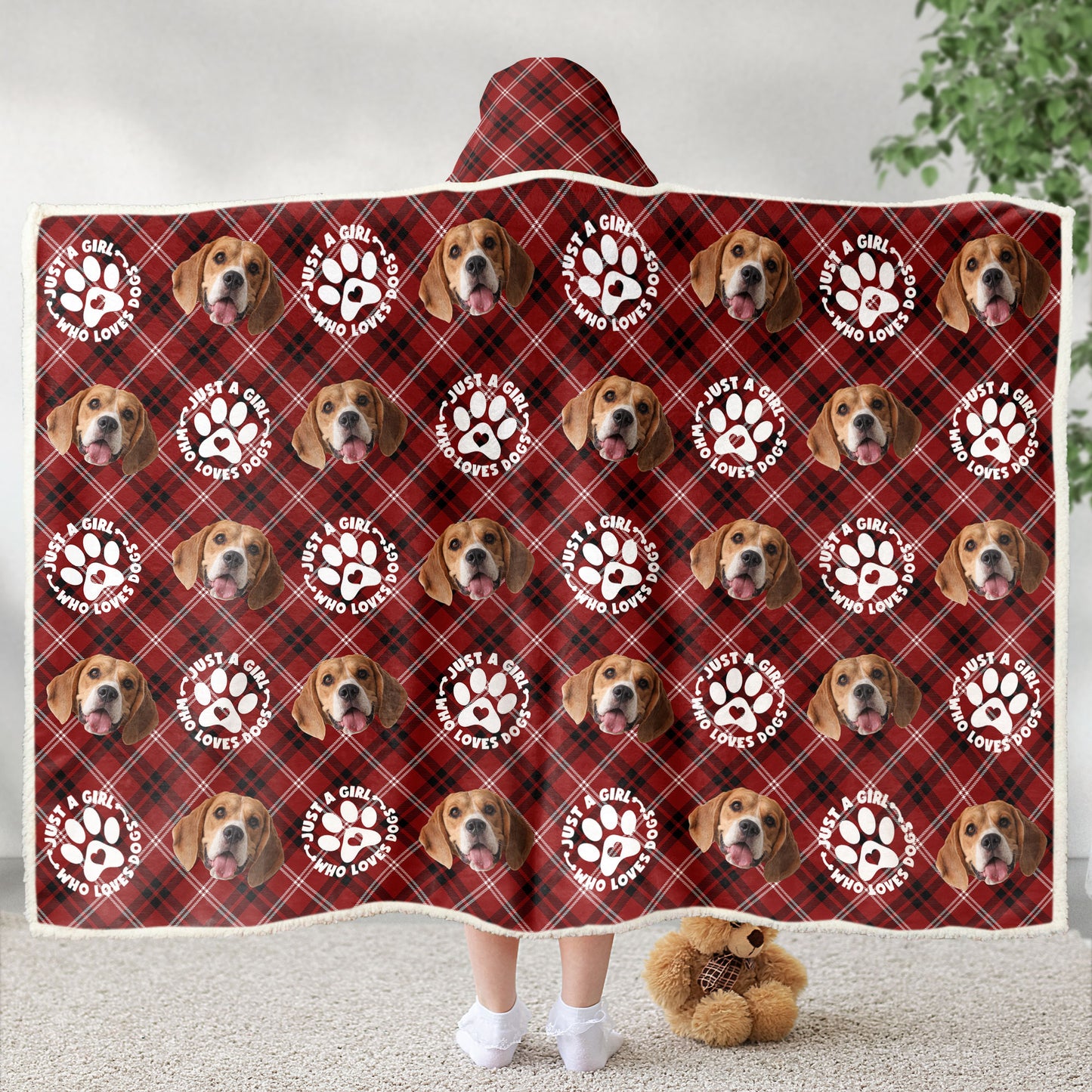 Just A Girl Loves Dogs - Personalized Photo Wearable Blanket Hoodie