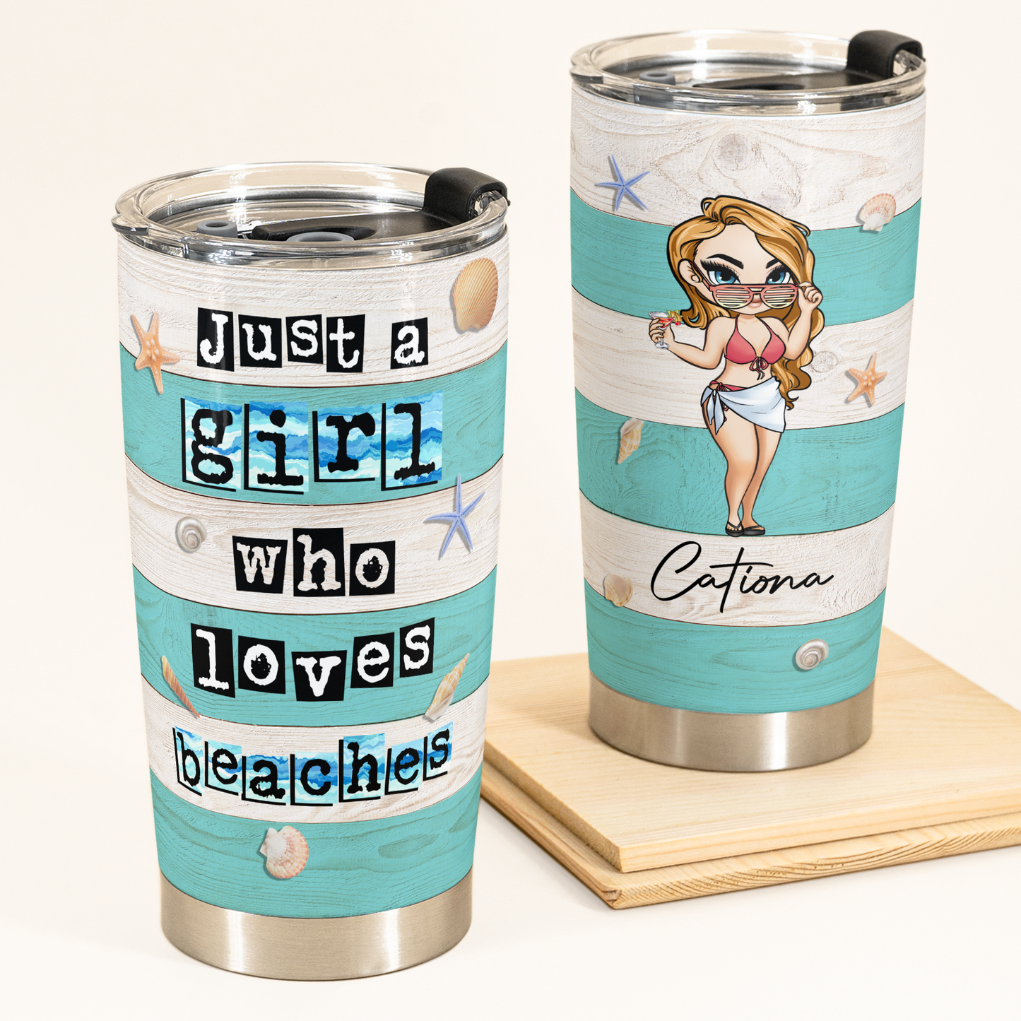 Just A Girl Who Loves Beaches - Personalized Tumbler Cup