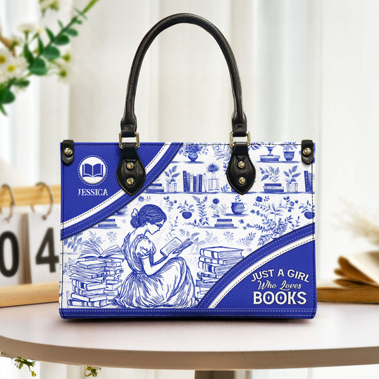 Just A Girl Who Loves Books Toile De Jouy - Personalized Leather Bag