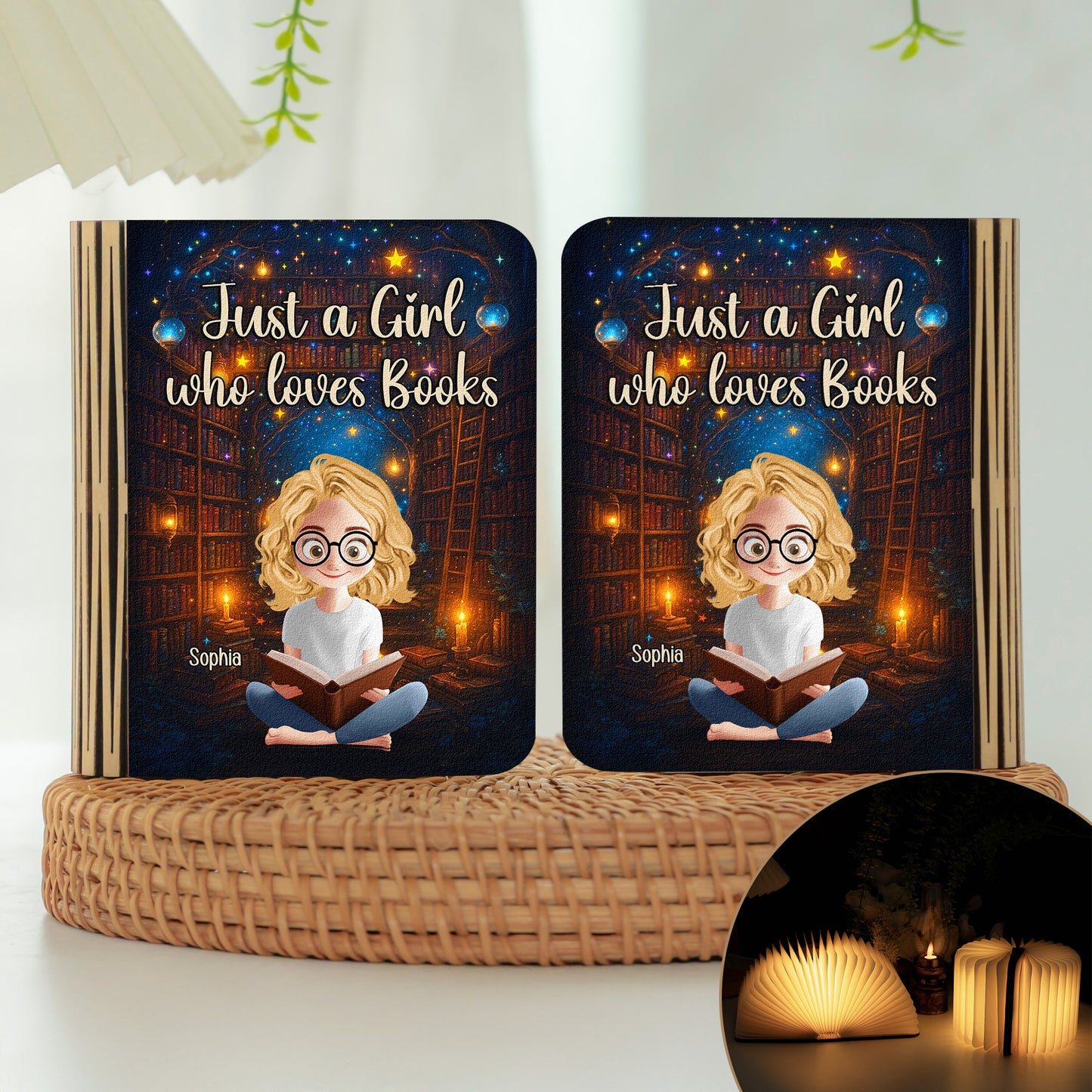Just A Girl Who Loves Books - Fantasy Bookshelf - Personalized Book Lamp