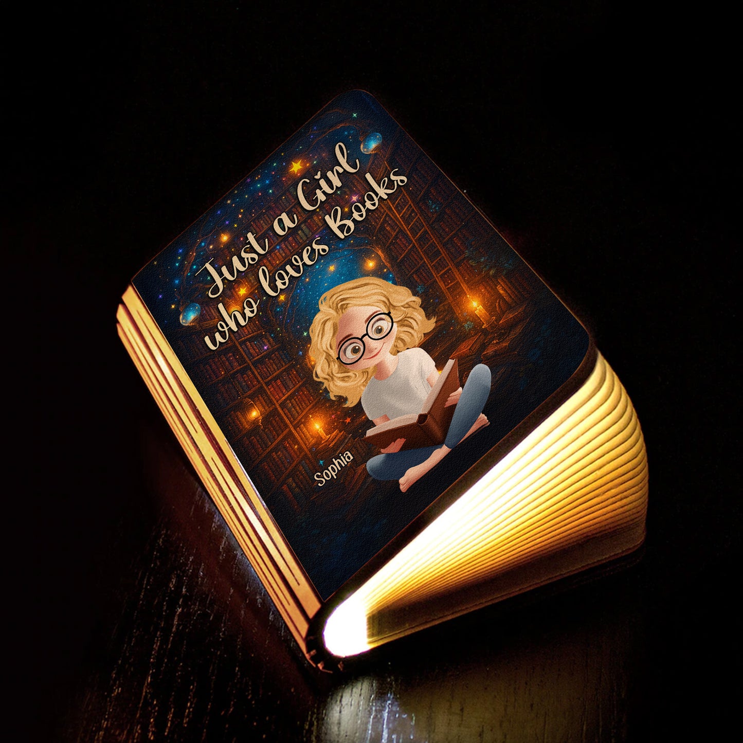 Just A Girl Who Loves Books - Fantasy Bookshelf - Personalized Book Lamp