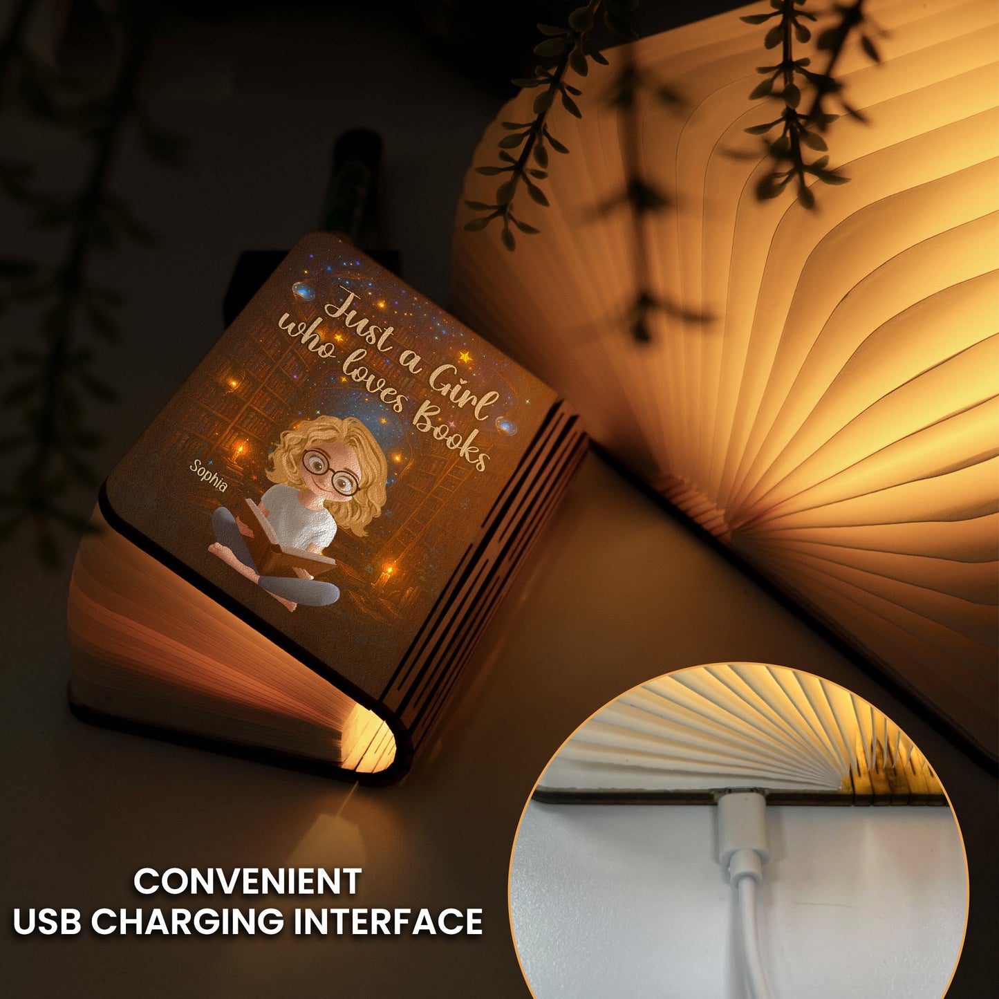 Just A Girl Who Loves Books - Fantasy Bookshelf - Personalized Book Lamp
