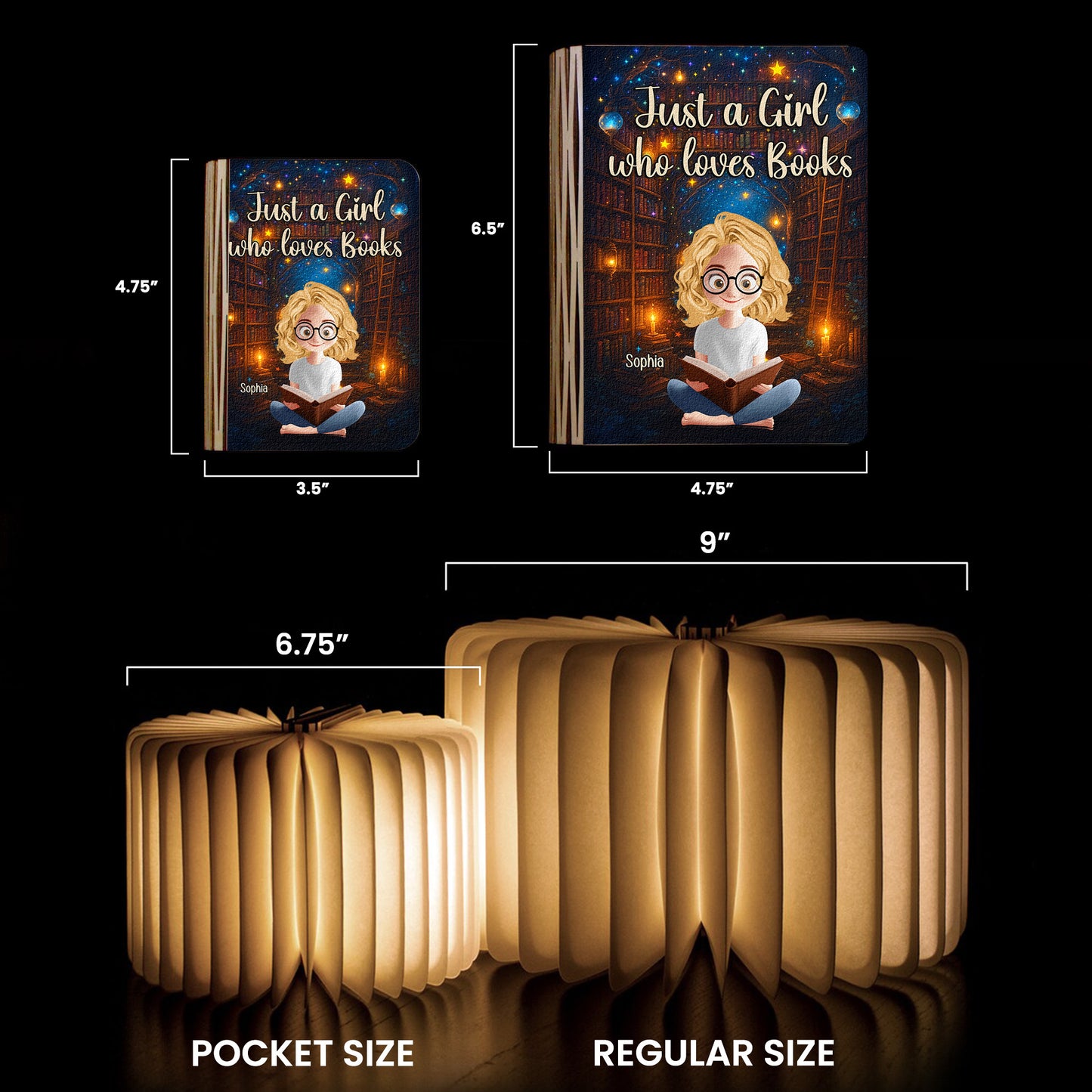 Just A Girl Who Loves Books - Fantasy Bookshelf - Personalized Book Lamp