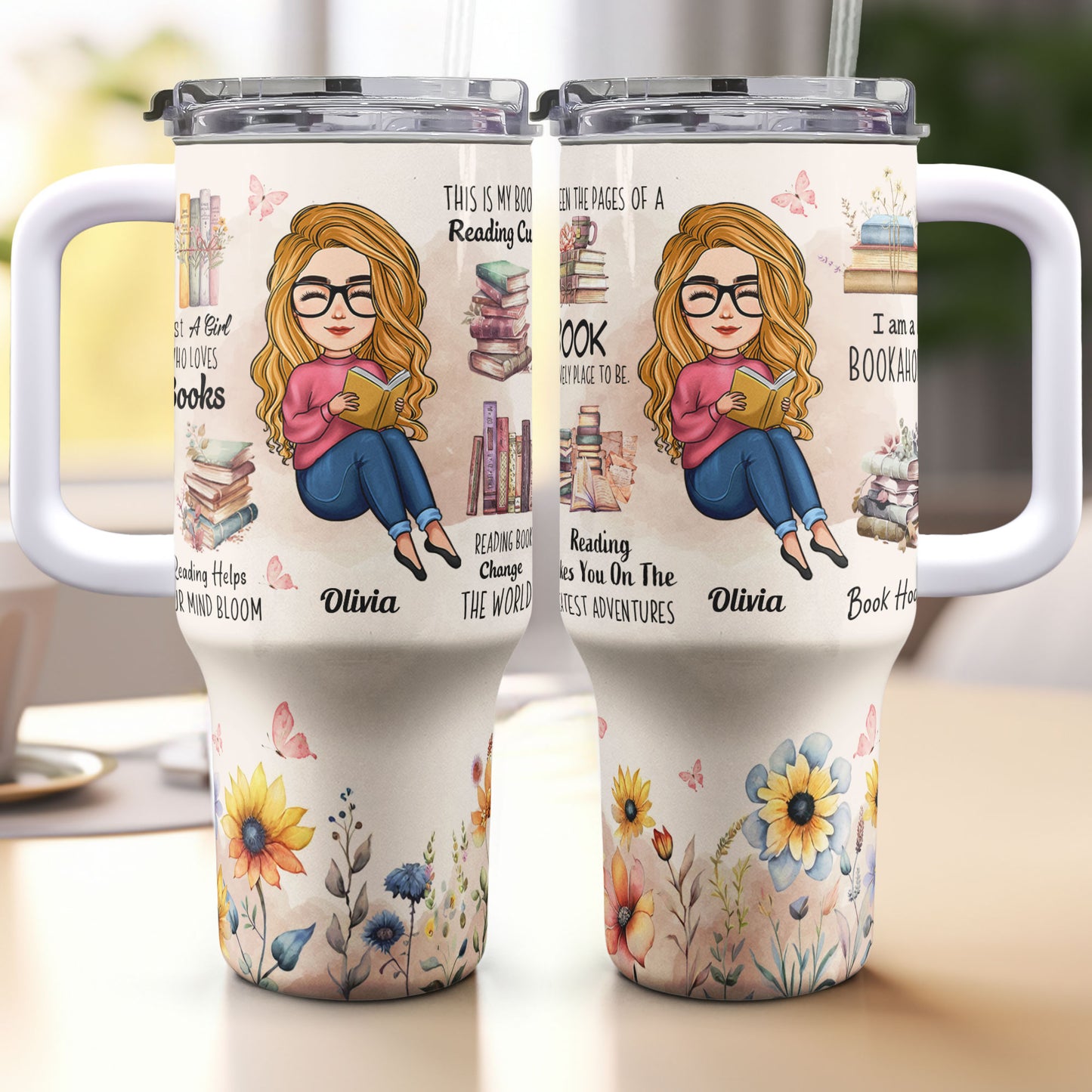 Just A Girl Who Loves Books - Personalized 40oz Tumbler With Straw