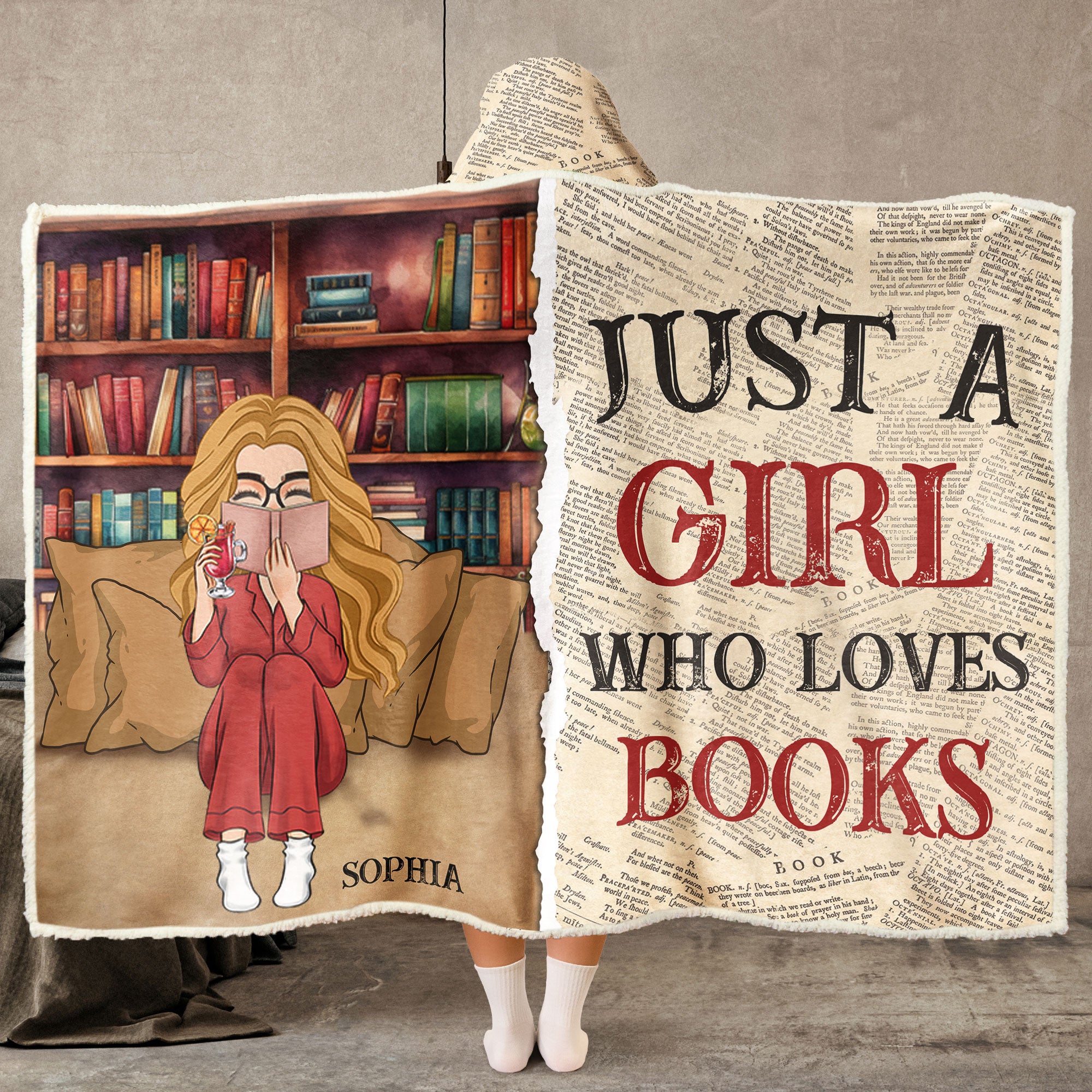 Just A Girl Who Loves Books - Personalized Wearable Blanket Hoodie