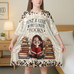 Just A Girl Who Loves Books Lover Gift Custom Name - Personalized Sleep Tee