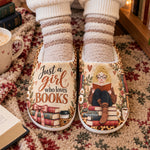 Just A Girl Who Loves Books Bookish Reader Bookworm Gift For Her - Personalized Slippers