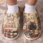 Just A Girl Who Loves Books Bookish Reader Bookworm Gift For Her - Personalized Slippers