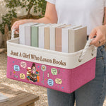 Just A Girl Who Loves Books Custom Name & Birth Flower - Personalized Storage Basket