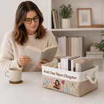 Just A Girl Who Loves Books Custom Name & Birth Flower - Personalized Storage Basket