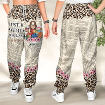 Just A Girl Who Loves Books Leopard Style - Personalized Sweatpants