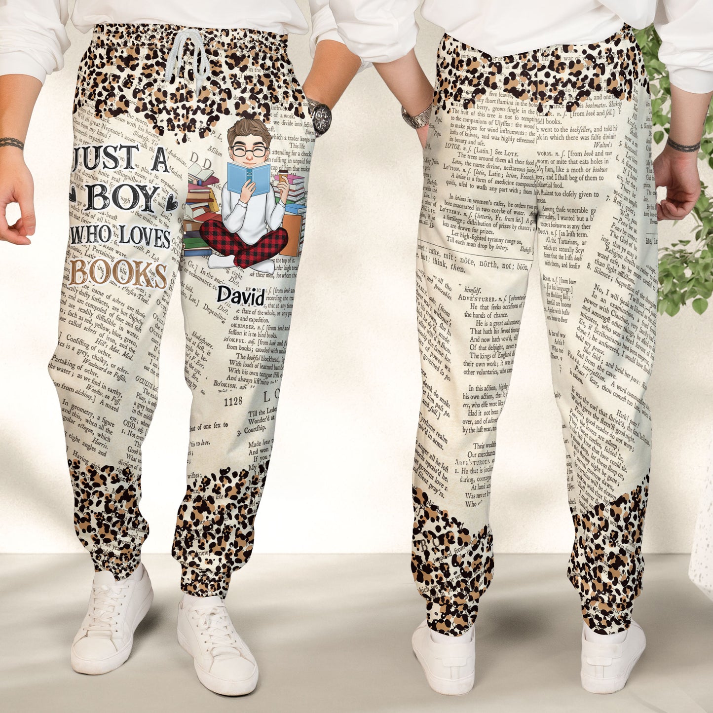 Just A Girl Who Loves Books Leopard Style - Personalized Sweatpants