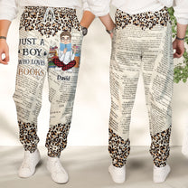 Just A Girl Who Loves Books Leopard Style - Personalized Sweatpants