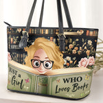 Just A Girl Who Loves Books New Version - Personalized Leather Tote Bag