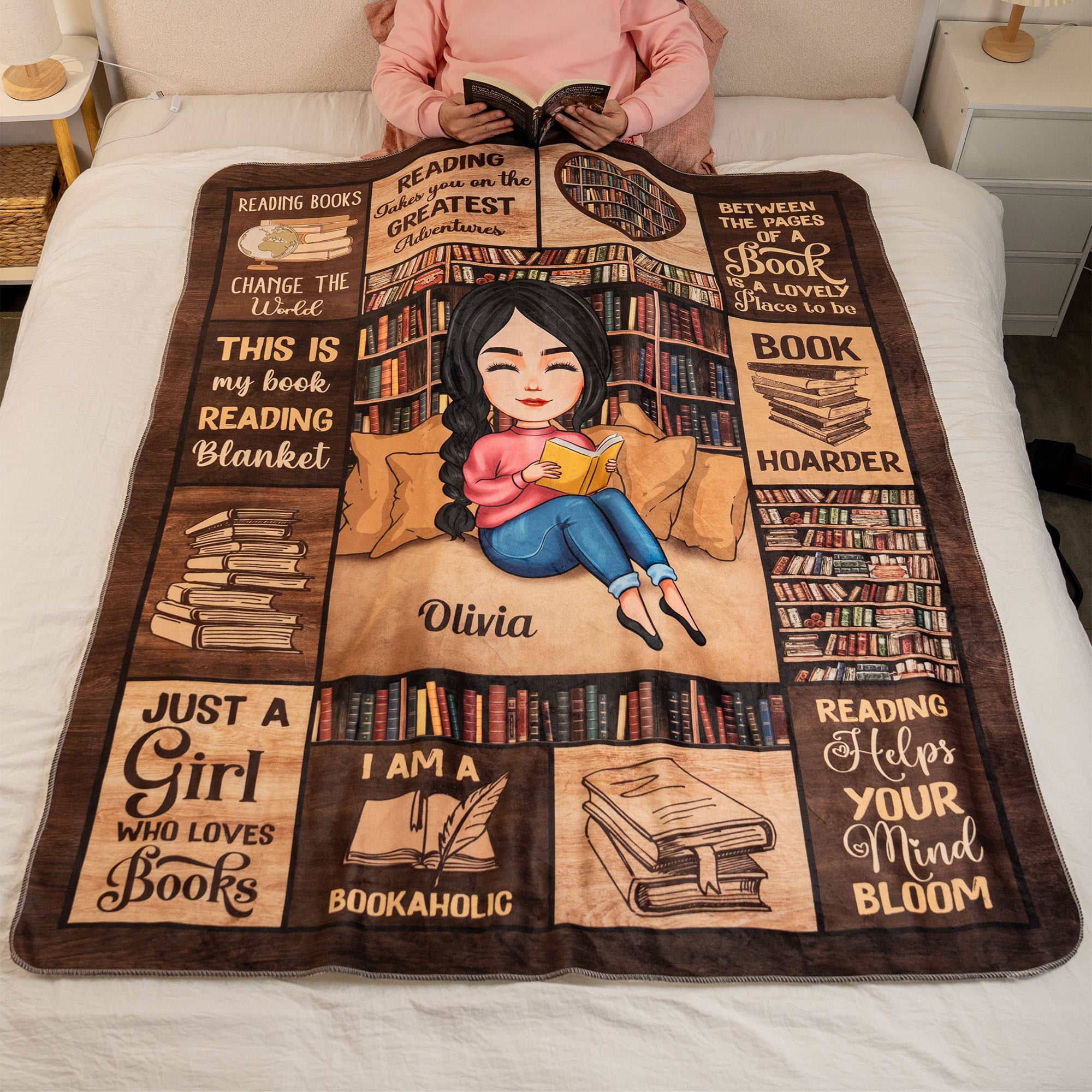 Just A Girl Who Loves Books - Personalized Blanket - Christmas Gift For Daughter