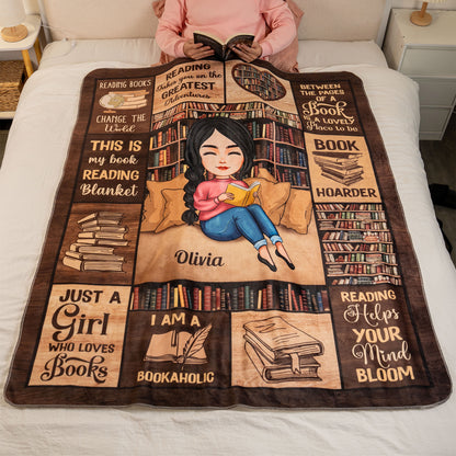 Just A Girl Who Loves Books - Personalized Blanket - Gift For Daughter
