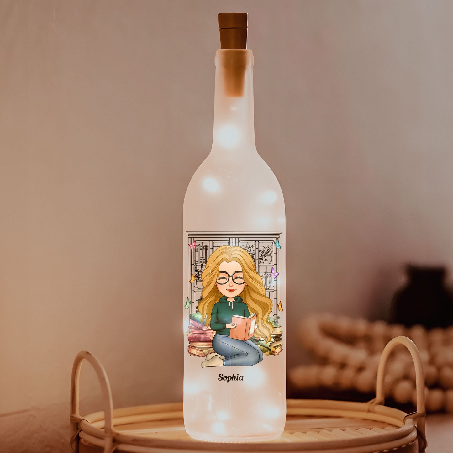 Just A Girl Who Loves Books - Personalized Bottle Lamp