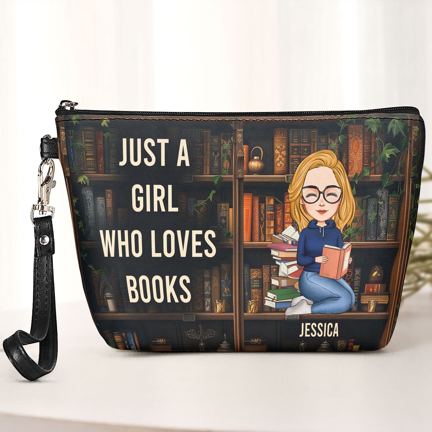 Just A Girl Who Loves Books - Personalized Cosmetic Bag