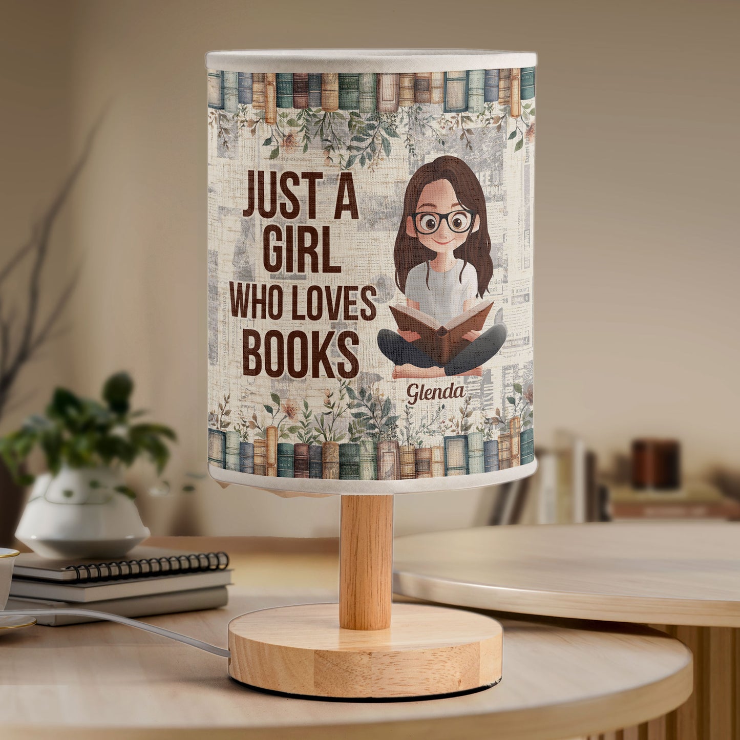Just A Girl Who Loves Books - Personalized Fabric Lamp