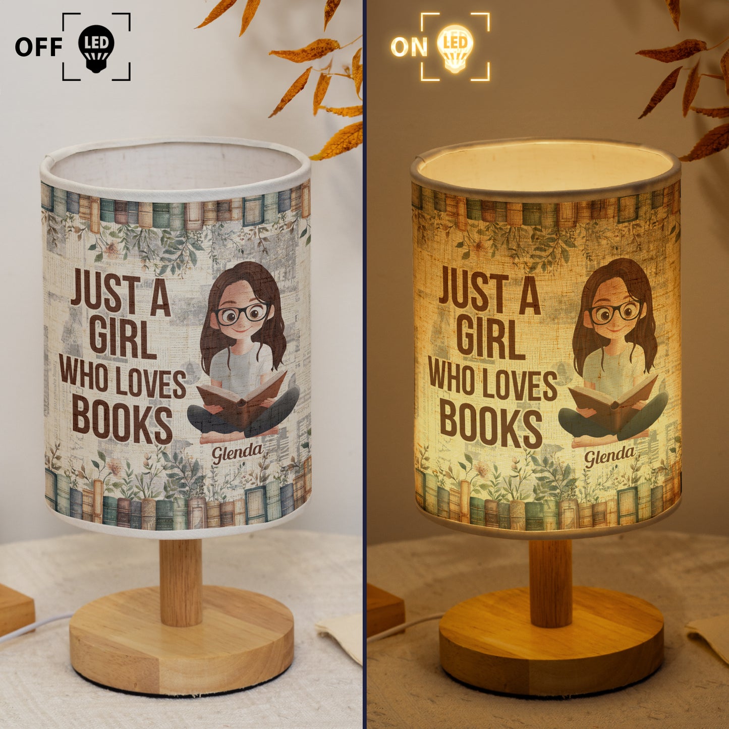 Just A Girl Who Loves Books - Personalized Fabric Lamp