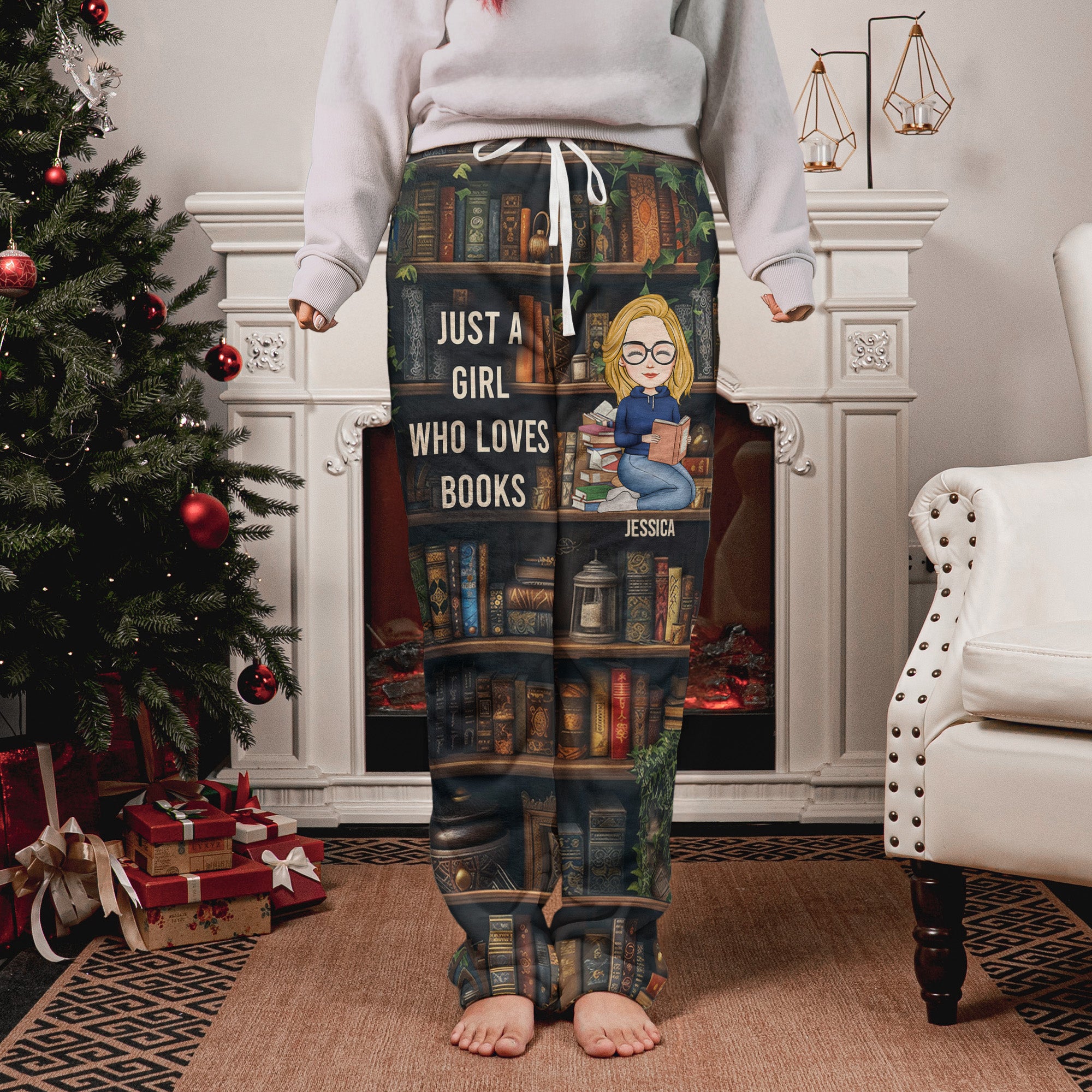 Just A Girl Who Loves Books - Personalized Fleece Pajama Pants