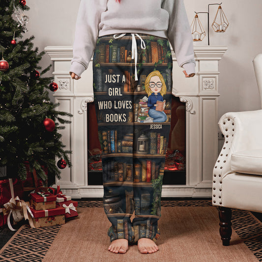 Just A Girl Who Loves Books - Personalized Fleece Pajama Pants