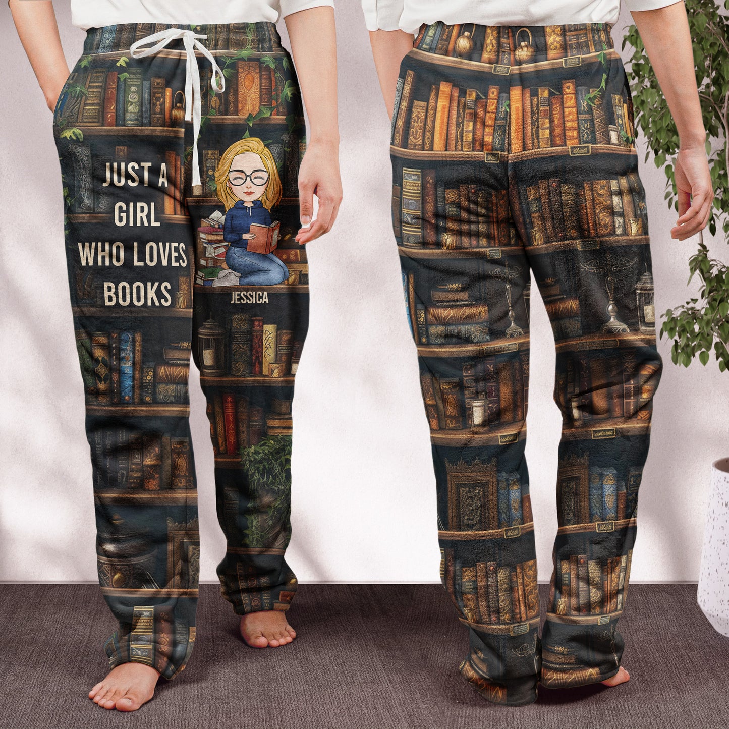 Just A Girl Who Loves Books - Personalized Fleece Pajama Pants