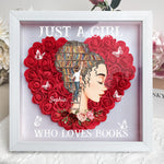 Just A Girl Who Loves Books - Personalized Flower Shadow Box