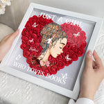 Just A Girl Who Loves Books - Personalized Flower Shadow Box