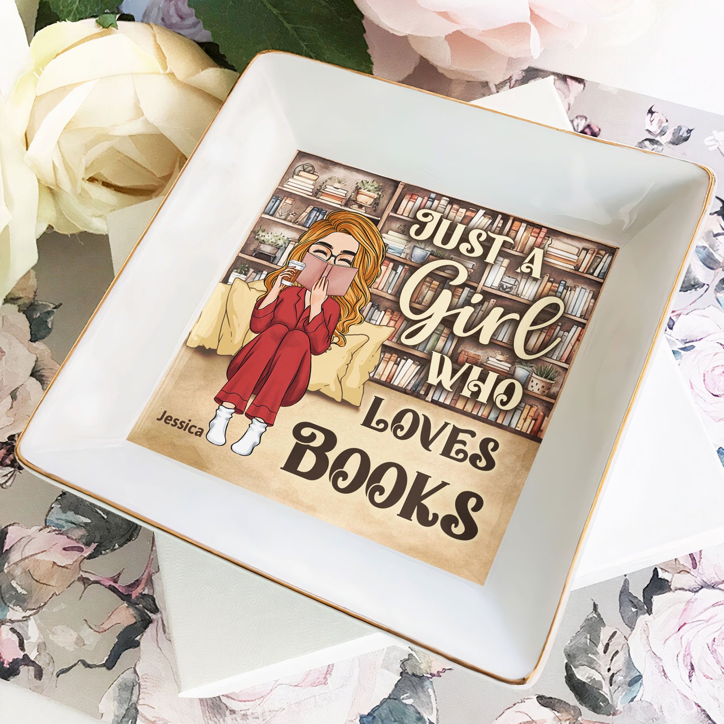 Just A Girl Who Loves Books - Personalized Jewelry Dish