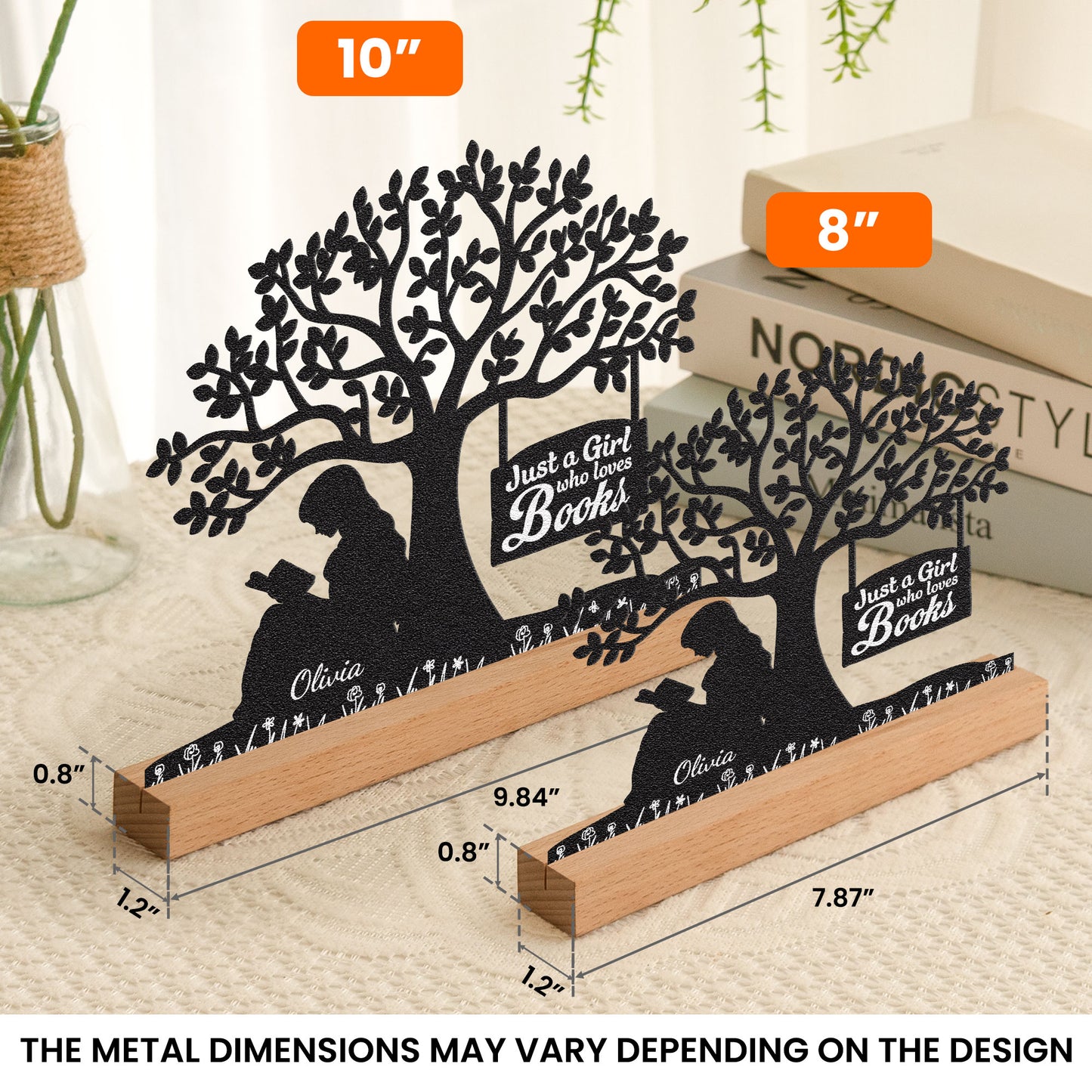 Just A Girl Who Loves Books - Personalized Metal Desk Silhouette Sculpture