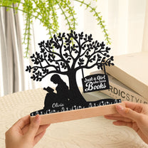 Just A Girl Who Loves Books - Personalized Metal Desk Silhouette Sculpture