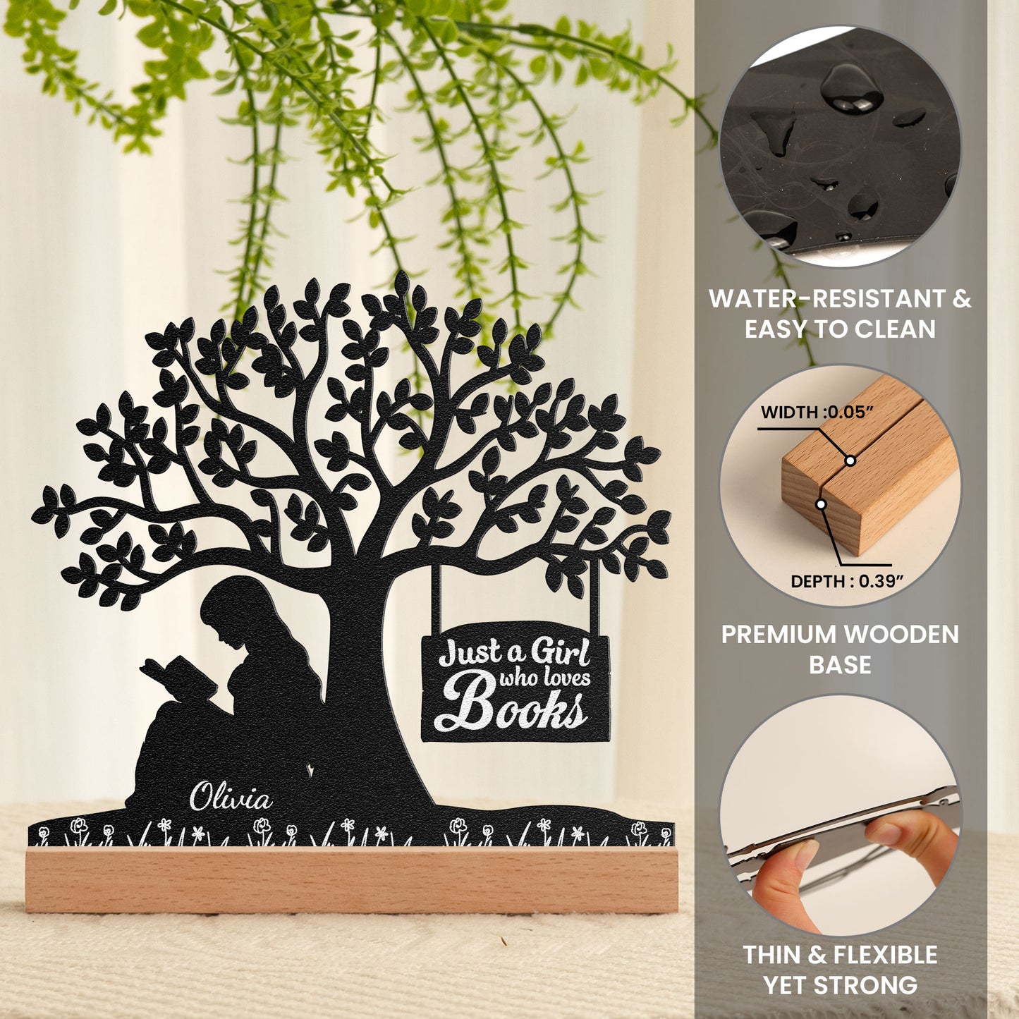 Just A Girl Who Loves Books - Personalized Metal Desk Silhouette Sculpture