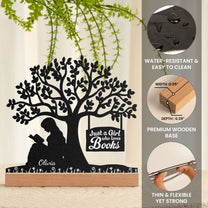 Just A Girl Who Loves Books - Personalized Metal Desk Silhouette Sculpture