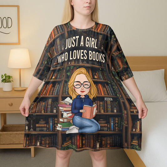 Just A Girl Who Loves Books - Personalized Sleep Tee
