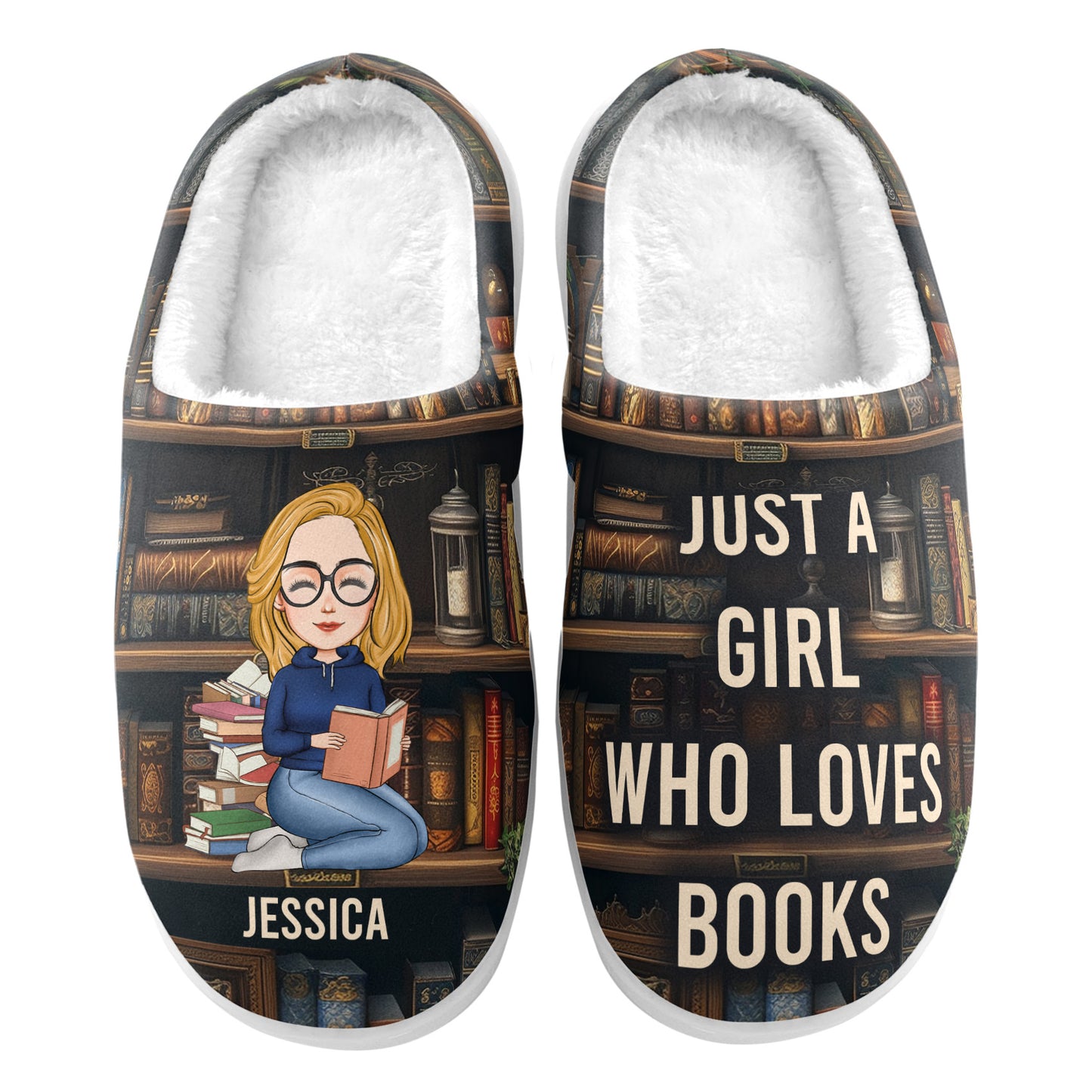 Just A Girl Who Loves Books - Personalized Slippers