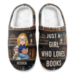 Just A Girl Who Loves Books - Personalized Slippers - Gift For Daughter