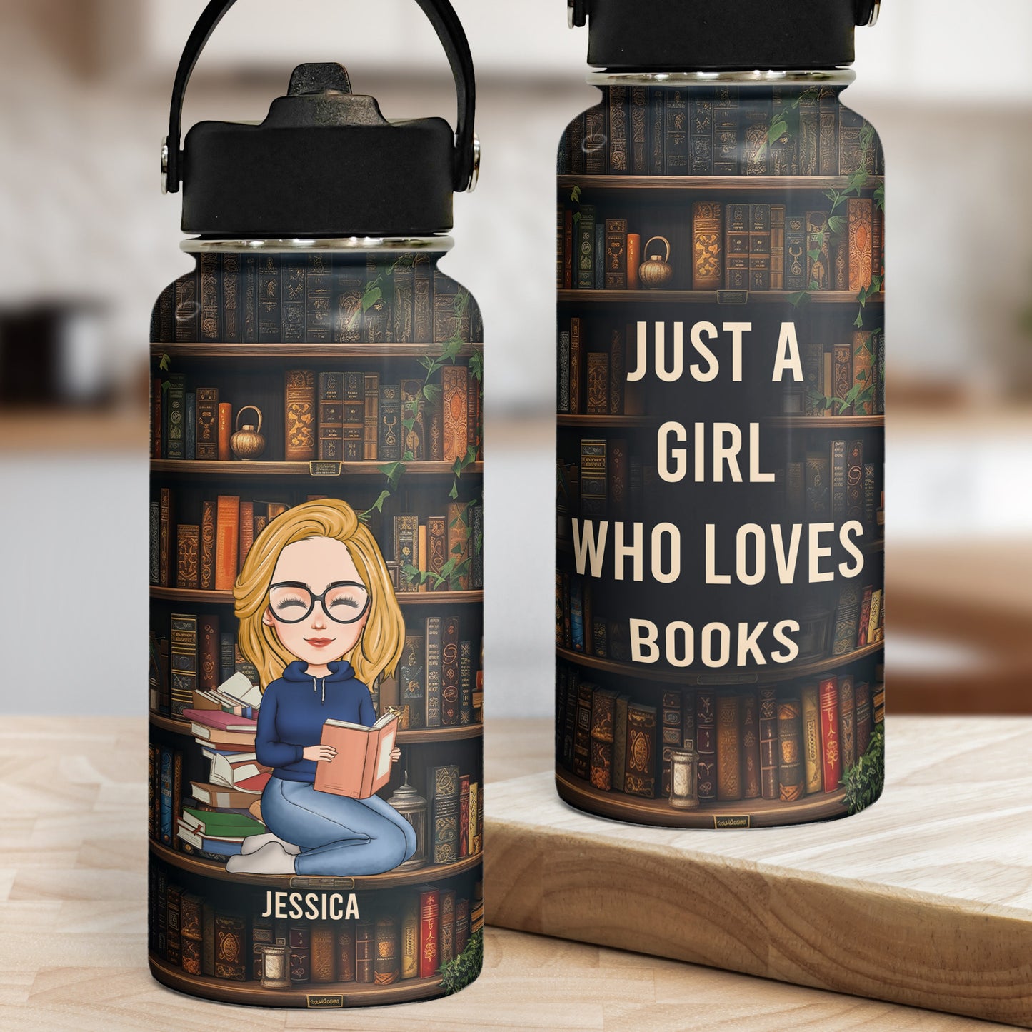 Just A Girl Who Loves Books - Personalized Stainless Steel Water Bottle