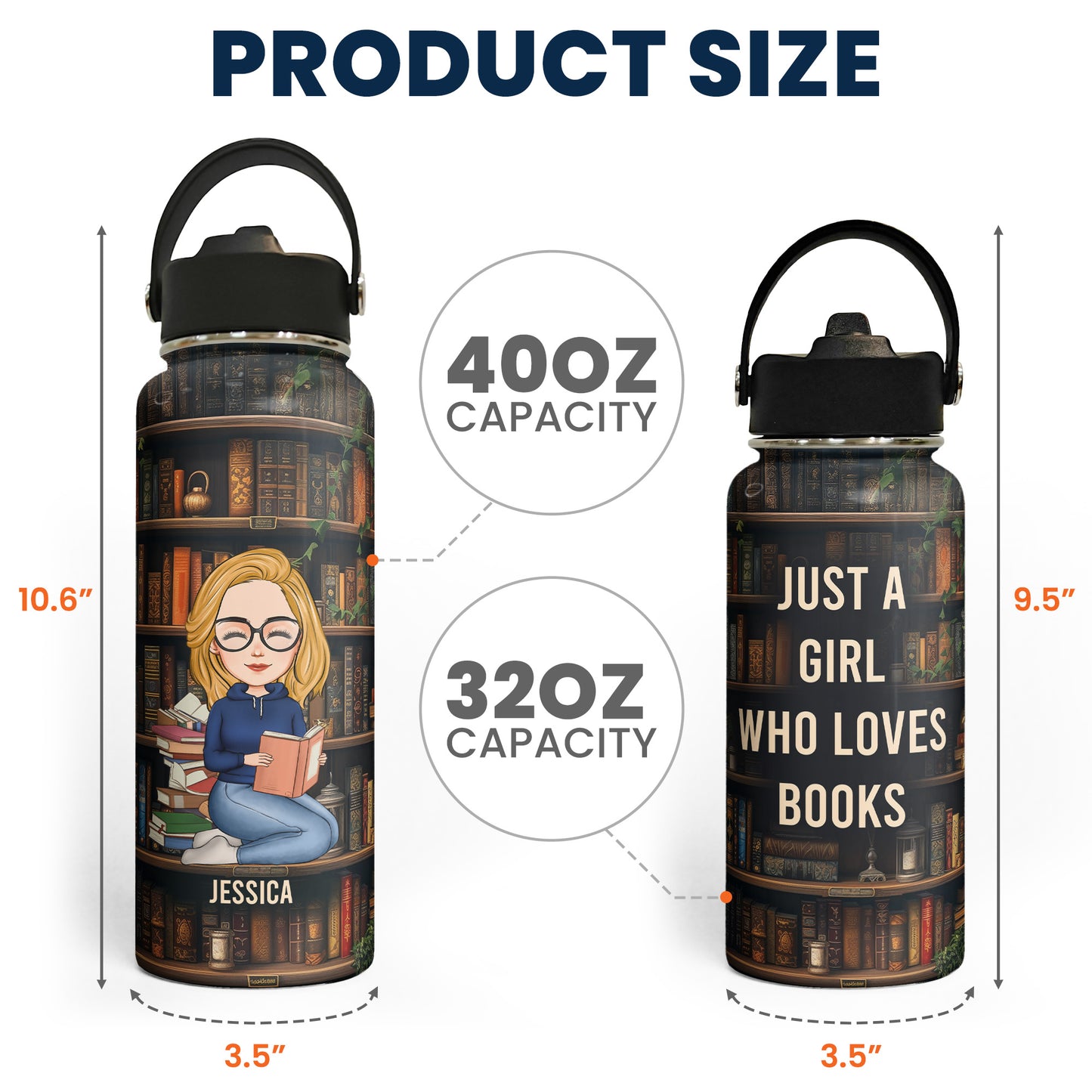 Just A Girl Who Loves Books - Personalized Stainless Steel Water Bottle