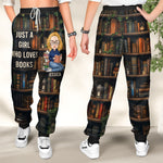 Just A Girl Who Loves Books - Custom Gift Set - Lounge Pants  With Pockets, Custom Pajama Pants, Jogger Sweatpants, Gift For Her