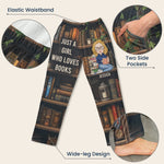 Just A Girl Who Loves Books - Personalized Sweatpants, Lounge Pants With Pockets, Custom Pajama Pants, Jogger Sweatpants, Gift For Her