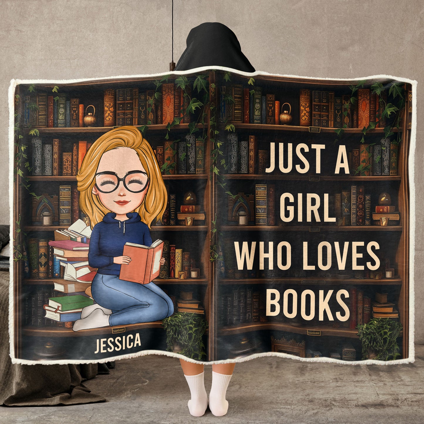 Just A Girl Who Loves Books - Personalized Wearable Blanket Hoodie